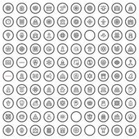 Ensemble d'icônes 100 est, style de contour vecteur