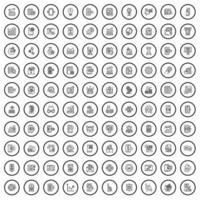 Ensemble de 100 icônes de banque, style de contour vecteur