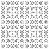 Ensemble de 100 icônes d'activité, style de contour vecteur