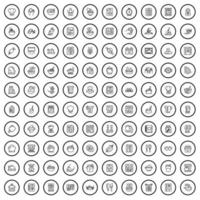Ensemble de 100 icônes principales, style de contour vecteur