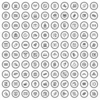 Ensemble d'icônes de 100 pièces, style de contour vecteur