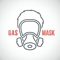 homme en icône de ligne de masque à gaz isolé sur fond blanc. vecteur