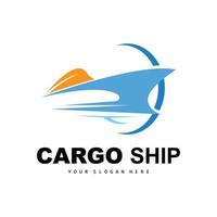 logo de navire cargo, vecteur de navire cargo rapide, voilier, conception pour entreprise de fabrication de navires, navigation fluviale, véhicules marins, transport, logistique