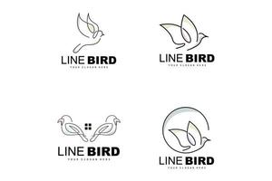 logo d'oiseau, colibri vectoriel, conception simple de style de ligne simple, marque de produit d'icône d'ailes d'oiseau vecteur