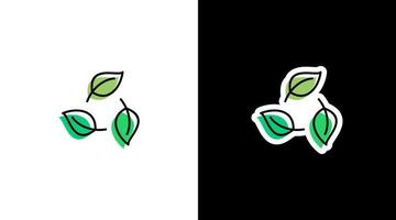 vert feuilles cercle environnement logo icône autocollant vecteur