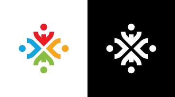 communauté gens groupe logo coloré monogramme icône conception concept vecteur