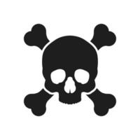 icône de vecteur de crâne et d'os. signe d'illustration de danger. symbole ou logo de poison.