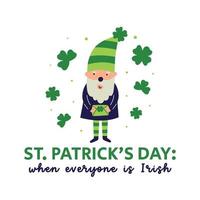 Saint patrick's journée vecteur illustration concept lutin et typographie