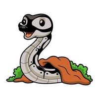 mignonne python serpent dessin animé en dehors de trou vecteur