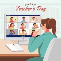 célébration virtuelle de la journée des enseignants vecteur