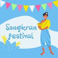 content Songkran journée horizontal bannière. vecteur illustration.