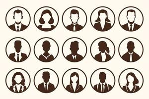 affaires gens avatar profil tête icône silhouette ensemble affaires homme femme utilisateur visage avatars Icônes silhouettes vecteur illustration