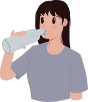mignonne femme femmes adolescent en buvant l'eau de bouteille en bonne santé la vie esthétique illustration vecteur