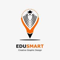 logo symbole pour éducation. éducation livre icône, l'obtention du diplôme casquette et crayon icône dans une lumière ampoule. éducation vecteur logo modèle.