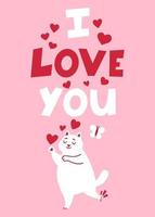 carte de voeux Saint Valentin romance avec chat. vecteur