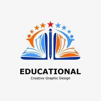 logo symbole pour éducation. livre icône, crayon, étudiant icône et étoile. éducation vecteur logo modèle.