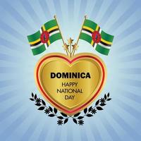 Dominique drapeau indépendance journée avec or cœur vecteur