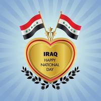 Irak drapeau indépendance journée avec or cœur vecteur