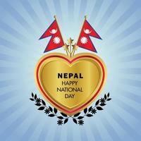 Népal drapeau indépendance journée avec or cœur vecteur
