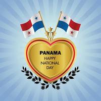 Panama drapeau indépendance journée avec or cœur vecteur
