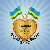 Rwanda drapeau indépendance journée avec or cœur vecteur