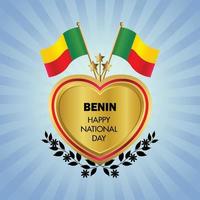 Bénin drapeau indépendance journée avec or cœur vecteur