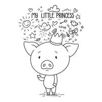 ma petite princesse. mignon piggy en couronne. vecteur