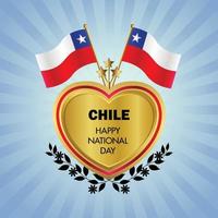 Chili drapeau indépendance journée avec or cœur vecteur