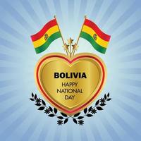Bolivie drapeau indépendance journée avec or cœur vecteur