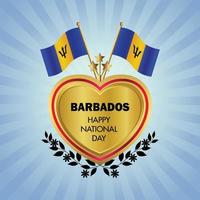 Barbade drapeau indépendance journée avec or cœur vecteur