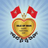 île de homme drapeau indépendance journée avec or cœur vecteur