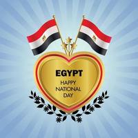 Egypte drapeau indépendance journée avec or cœur vecteur