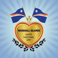 Marshall îles drapeau indépendance journée avec or cœur vecteur