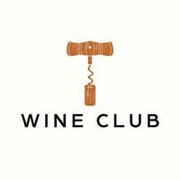 du vin club logo conception. logo avec un tire-bouchon pour du vin bouteille. Facile moderne logotype. vecteur