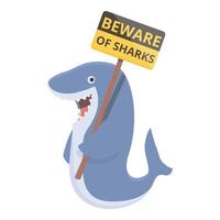 il faut se méfier poisson icône dessin animé vecteur. danger requin vecteur