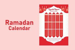 modèle de calendrier islamique ramadan kareem et calendrier sehri ifter vecteur