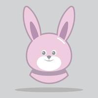 Icône de tête de lapin mignon visage de lièvre isolé sur fond gris. drôle animal de la forêt des bois. illustration vectorielle de dessin animé vecteur