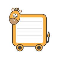 liste de choses à faire. jolie page pour les notes. cahiers, décalcomanies, agenda, accessoires scolaires. conception de vecteur mignon avec petite girafe