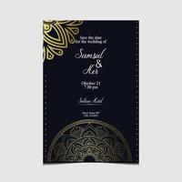 fond orné de mandala or de luxe pour invitation de mariage, couverture de livre vecteur