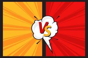 vs vs lettres combattent l'arrière-plan dans un style bande dessinée avec bulle de dialogue cadres rouges et jaunes avec effet énergétique. vecteur