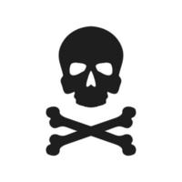 icône de vecteur de crâne et d'os. signe d'illustration de danger. symbole ou logo de poison.