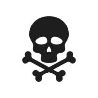 icône de vecteur de crâne et d'os. signe d'illustration de danger. symbole ou logo de poison.