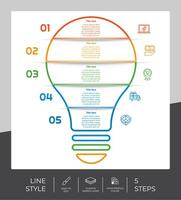 flux de travail ampoule infographie vecteur conception avec 5 pas et ligne conception. étape infographie pouvez être utilisé pour présentation, annuel rapport, affaires but.