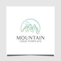 Montagne ligne art minimaliste prime logo conception modèle vecteur