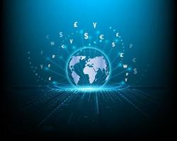 concepts commerciaux, finances, changement de monnaie mondiale et réseaux financiers bleus
