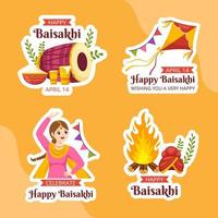 content baisakhi étiquette plat dessin animé main tiré modèles Contexte illustration vecteur