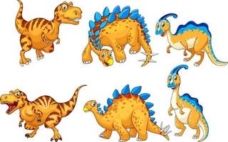 ensemble de personnage de dessin animé de dinosaure orange vecteur
