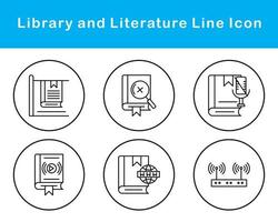 bibliothèque et Littérature vecteur icône ensemble