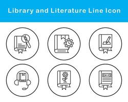 bibliothèque et Littérature vecteur icône ensemble