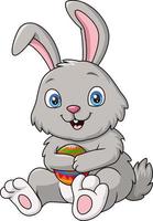 mignonne lapin dessin animé en portant un Pâques des œufs vecteur